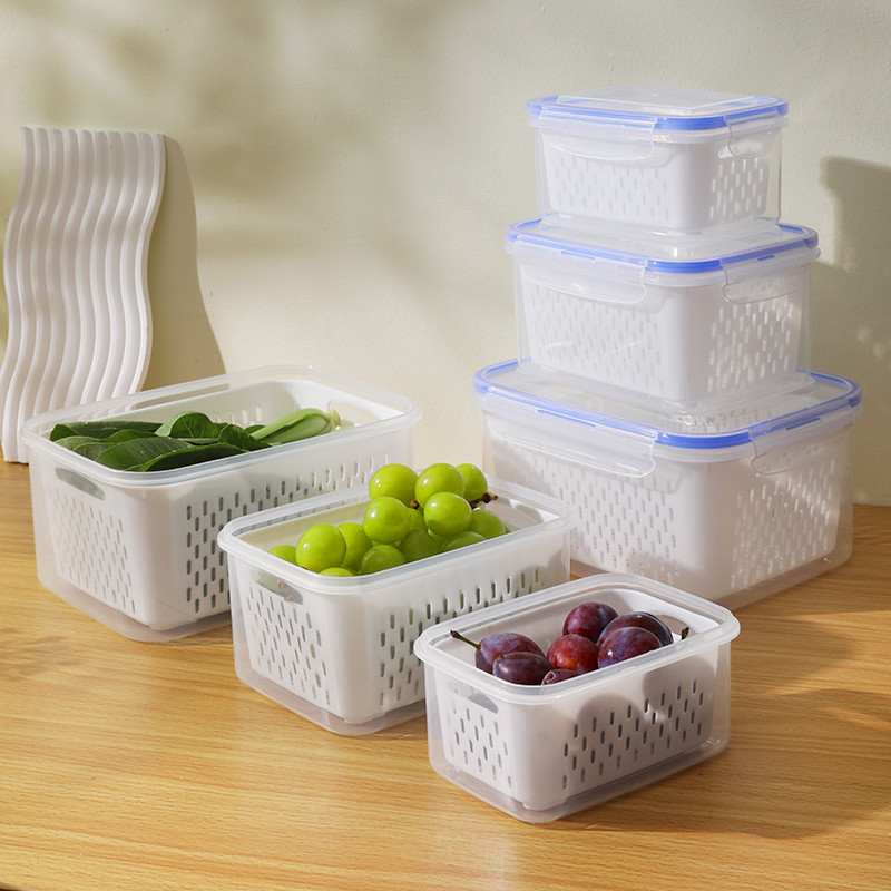 Kit 3 Organizador de Geladeira 5.9 Litros Cesto Com Tampa Multiuso Alimentos Verduras e Vegetais