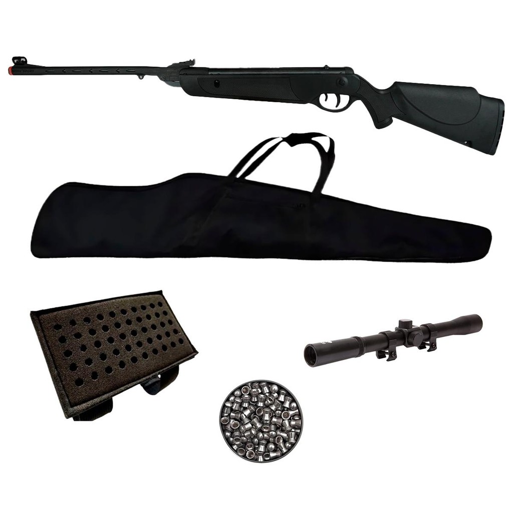 Carabina de Pressão Dione Sport MH 5.5mm - Rossi + Capa + Luneta 4x20 + Porta Chumbo + Chumbo