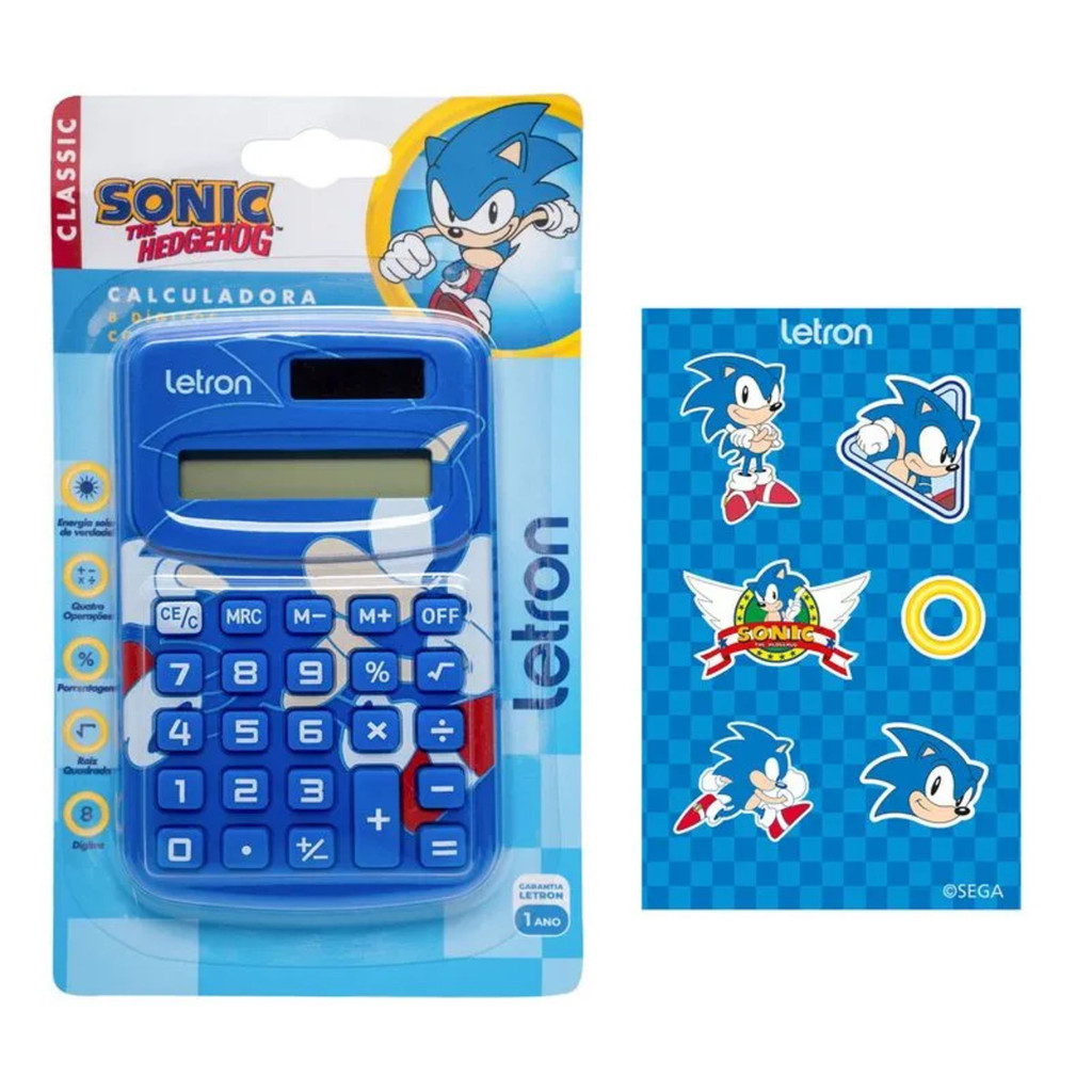 Calculadora Eletrônica Digital 8 Dígitos de Mesa Escritório Estudante e Mão Sonic Adesivos | Letron