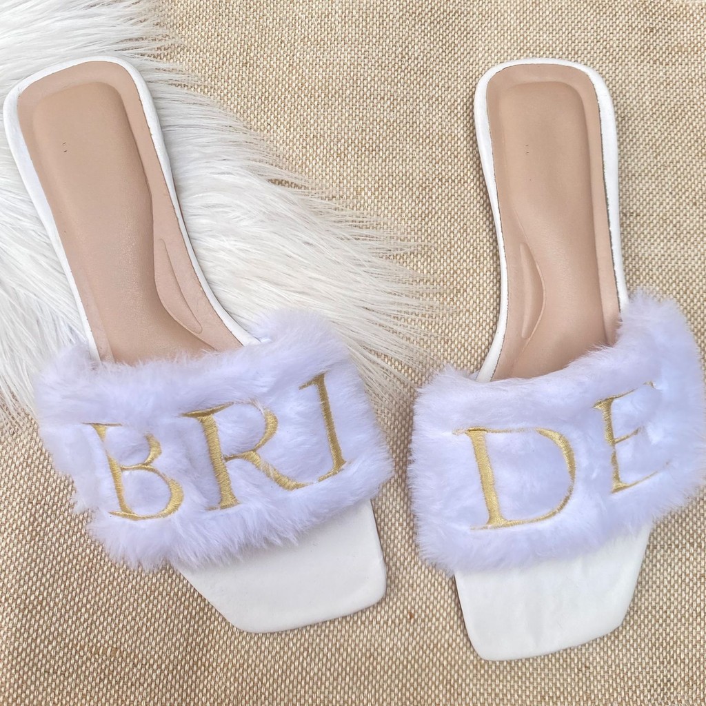 Rasteira Pantufa Noiva - Bordado 