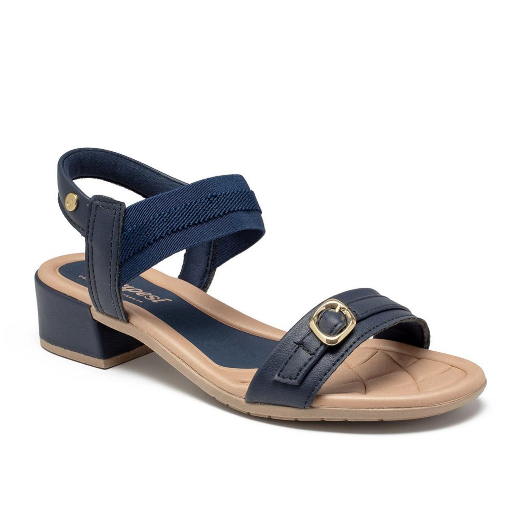 Sandália Campesí de Salto Bloco Marinho CP652 em Oferta na Shopee