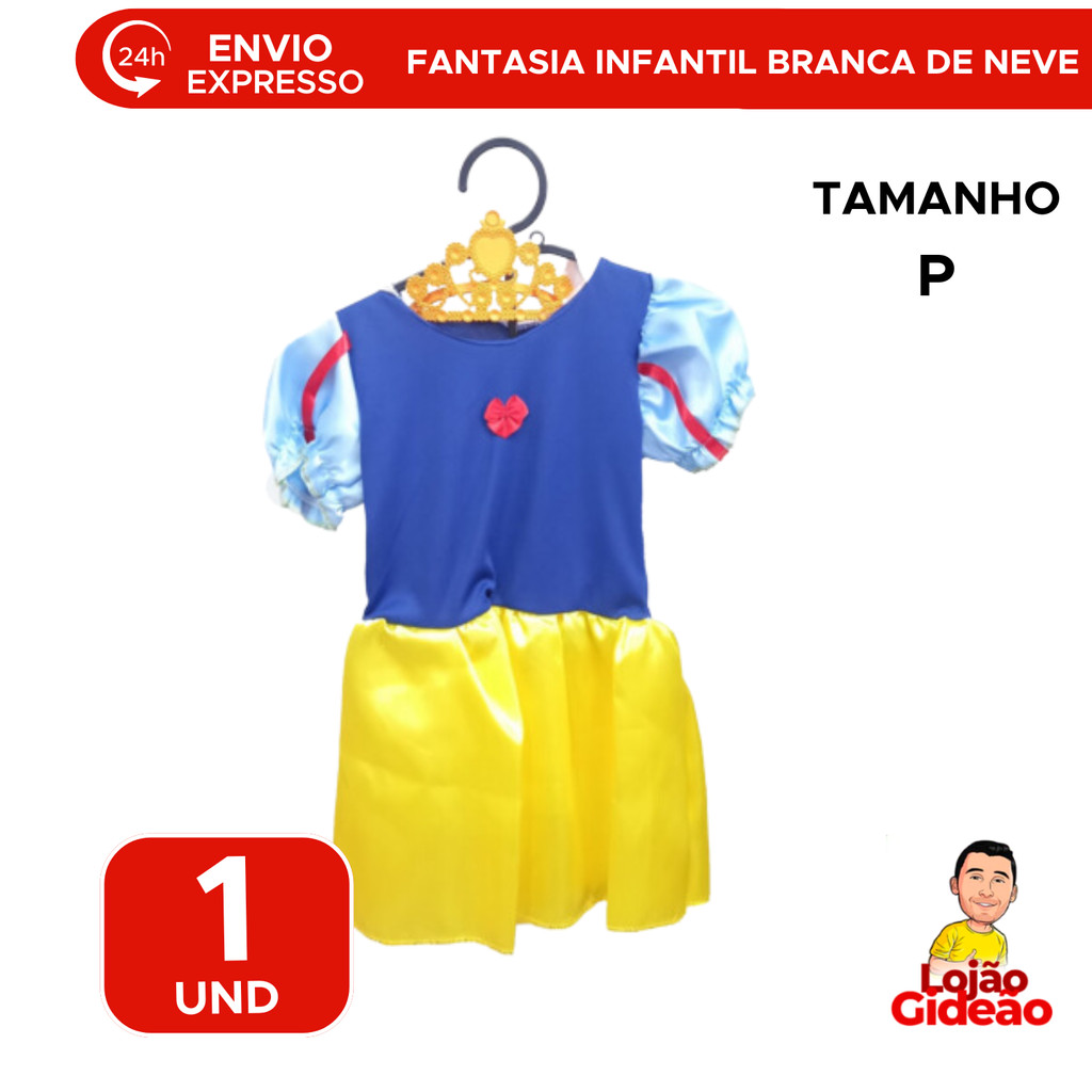 Fantasia Infantil Branca de Neve Para Festas Carnaval Com Coroa Fantasia De Princesa Para Menina