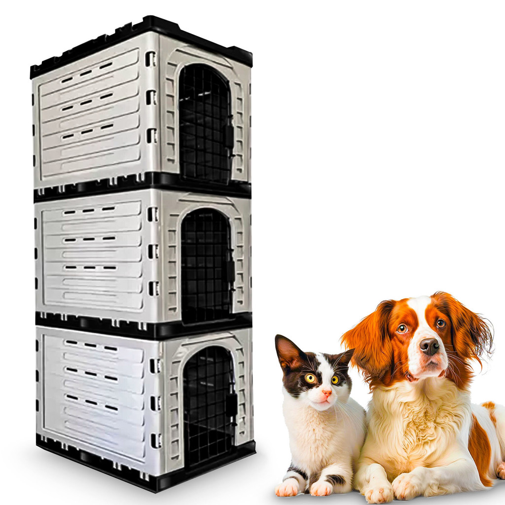 Canil Cachorro Mec Box 3 Módulos Vertical Banho Tosa Pet Shop