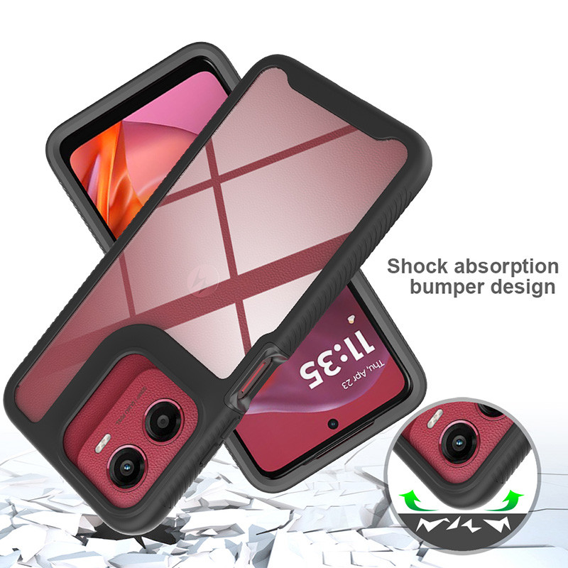 Para Motorola Moto G05 G15 G35 G55 Corpo Inteiro Claro Pára-Choques Armadura Híbrida Capa À Prova De Choque