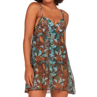 Maiô Saida C/ Bojo Estampado Plus Size Poliamida Banho de Mar