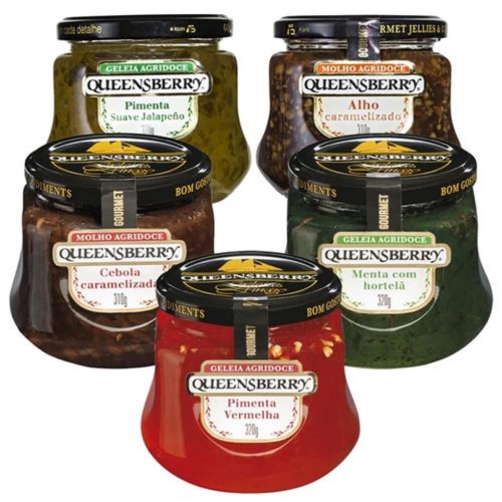 Geleia Queensberry Gourmet Agridoce Pimenta Malagueta Jalapeno Mango Chutney Cebola Caramelizada