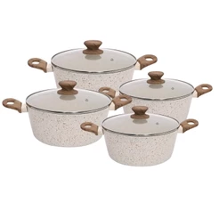 Jogo de Panelas Antiaderente Ceramica Cooktop Fogão Indução Kit 4 Peças Conjunto Marmol