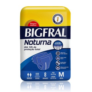 Fralda Geriátrica Bigfral Noturna M Com 8 Unidades