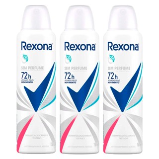 Kit 3 Desodorante Rexona Sem Perfume Aerosol Antitranspirante 72h 150ml