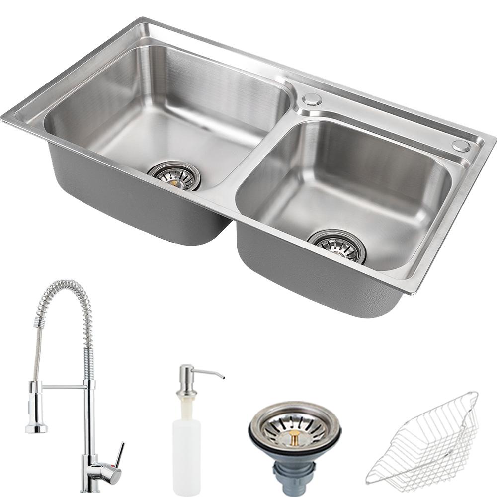 Cuba para cozinha gourmet pia aço inox com acessórios Ticunas s e Torneira monocomando Envira Pingoo em Oferta na Shopee