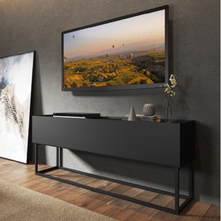 Bancada TV Basculante Preta e Tubos Preto Fosco Carraro em Oferta na Shopee