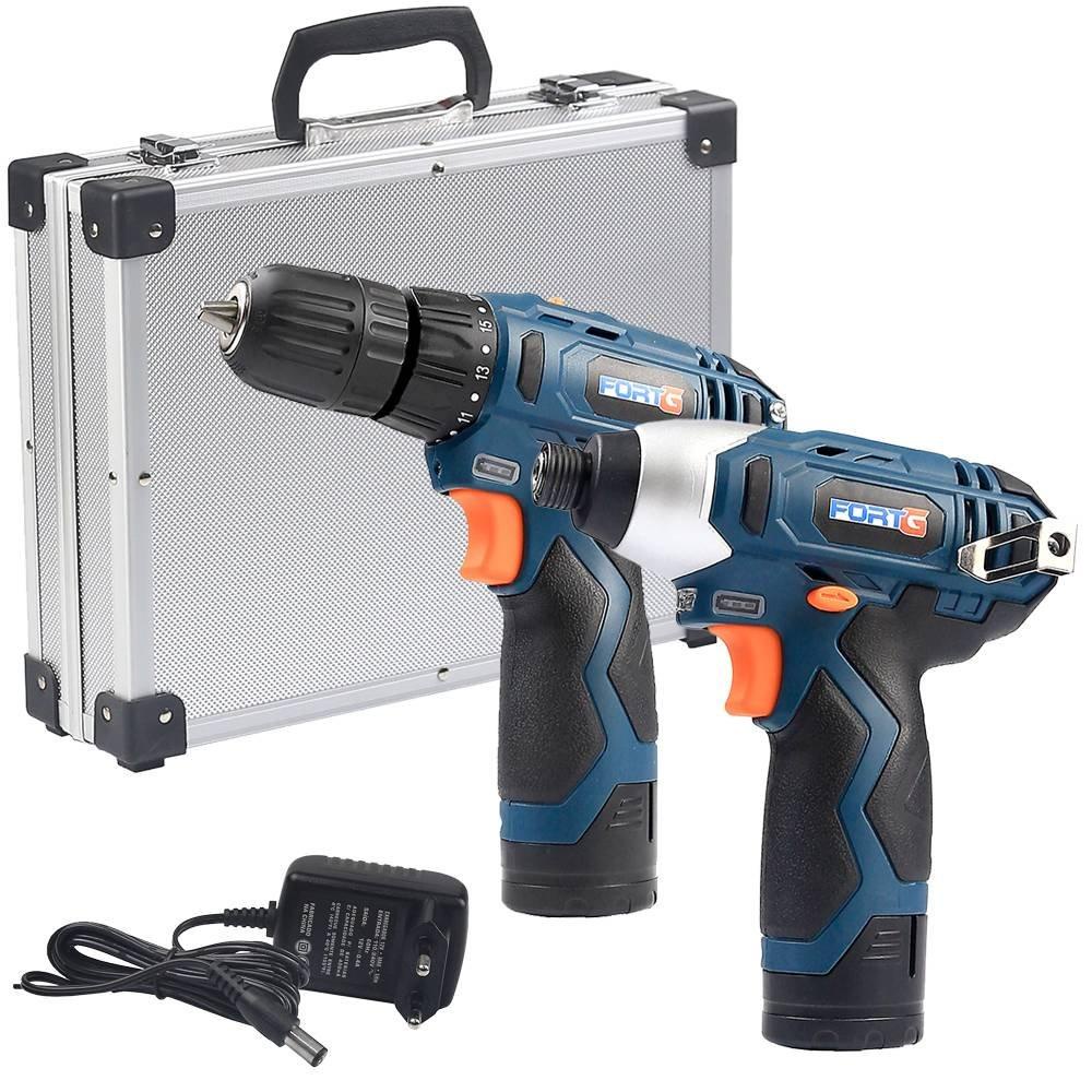 Parafusadeira de Impacto 1/4" Polegadas + Parafusadeira/Furadeira Bateria Bivolt 12V Maleta - FortG em Oferta na Shopee