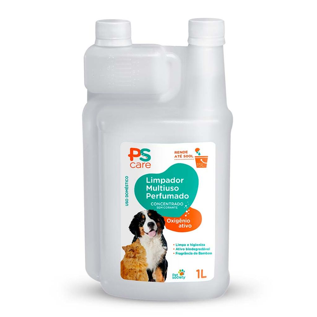 Desinfetante Limpador Multiuso Ps Care Pet Society Perfumado 1L Concentrado Rende 500L