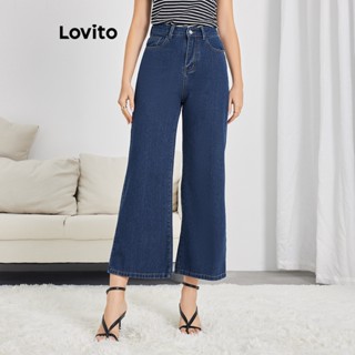 Lovito Calça Jeans com Bolso para Mulheres LBE04026 (Azul)