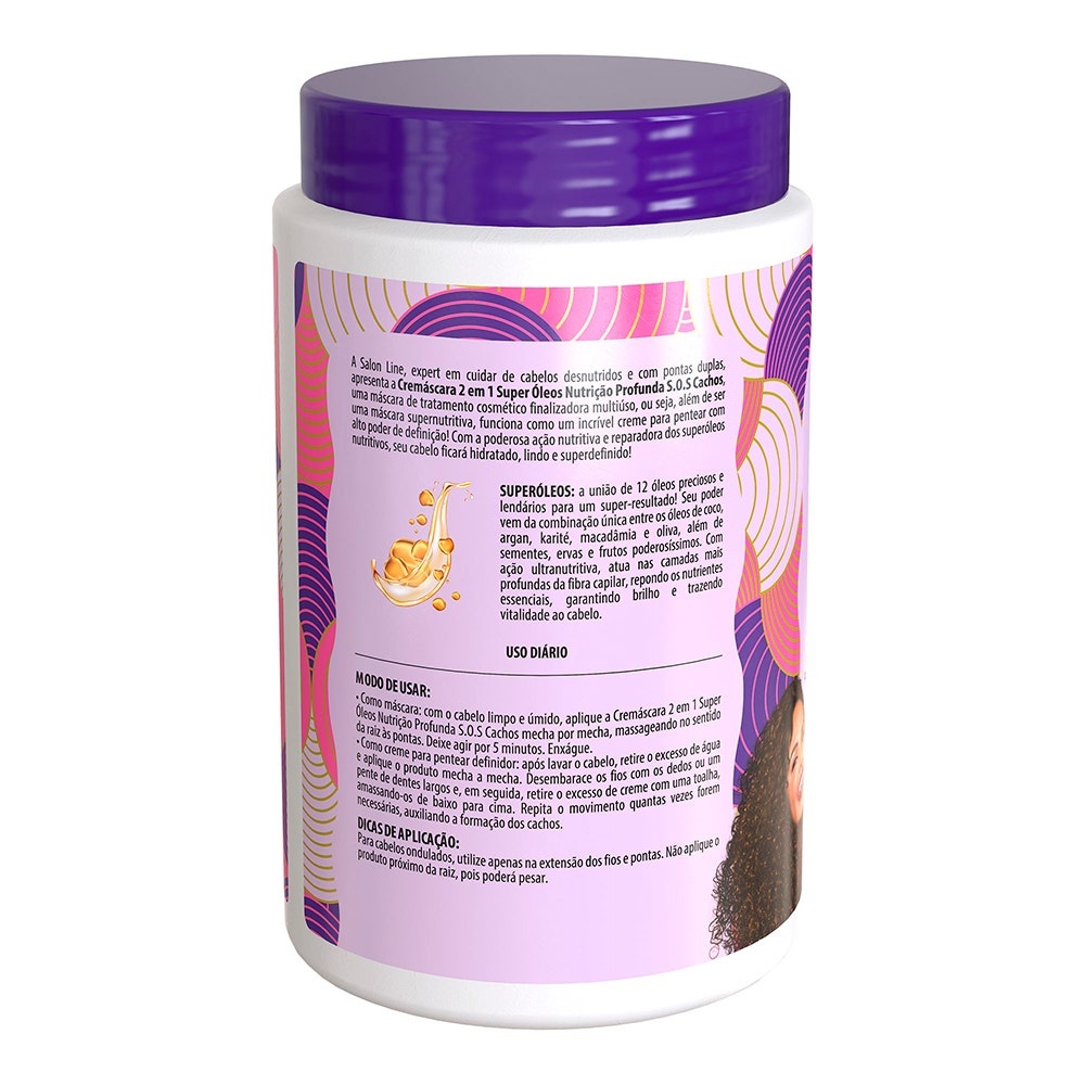 Detalhes do Cremáscara 2 em 1 SOS Cachos Super Óleos Salon Line 1kg