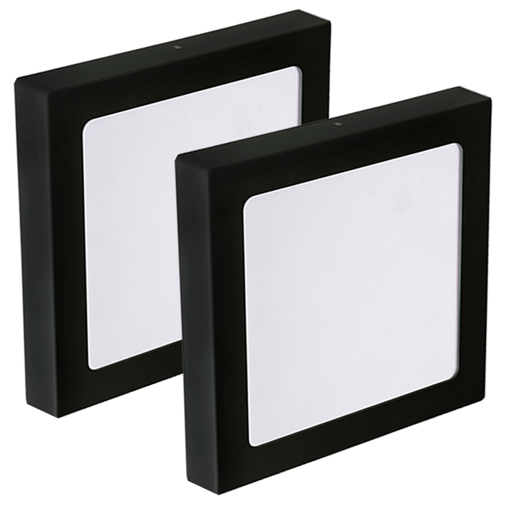 2 Luminária Gesso Painel Plafon Sobrepor Quadrado 18w Luz Branca Bivolt