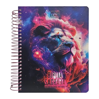 Bíblia Sagrada KJA | Com Espaço para Anotações | Letra Normal | Espiral | Leão Nebulosa em Oferta na Shopee