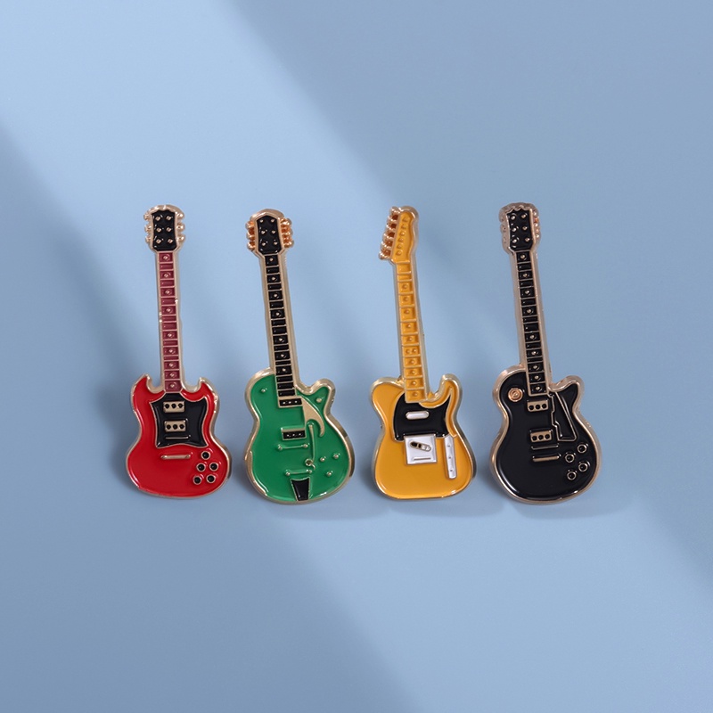 Instrumentos Musicais Vintage Esmalte Pins Guitarra Broche Rock and Roll Música Pin Lapela Crachás Cartoon Jóias Presente Para Amigos
