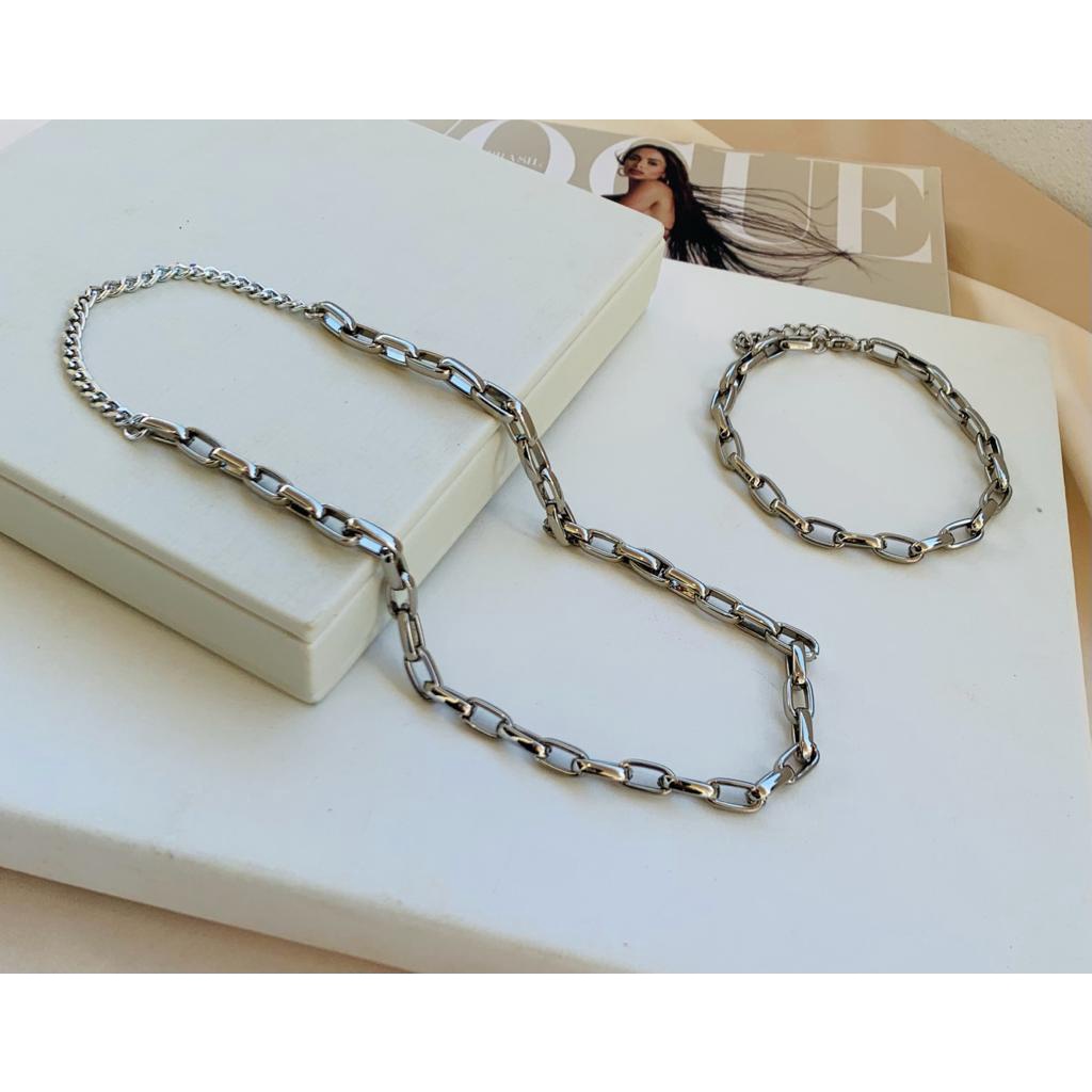 Conjunto Colar e Pulseira Semi Joia Verniz Italiano