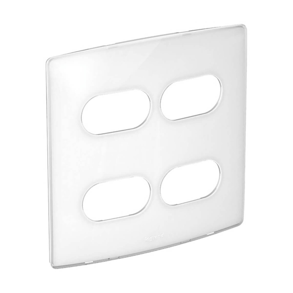 Placa 2+2 Postos Separados 4x4 Nereya Branco Sugar Gloss 663423 Legrand