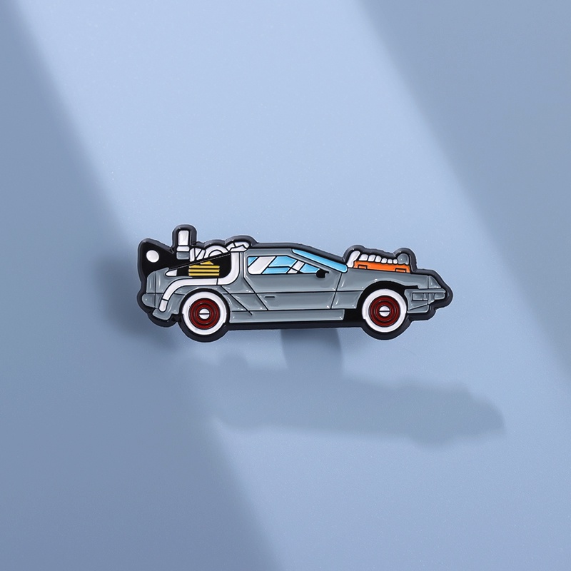 Filme De Volta Para O Futuro Esmalte Pins Delorean Sport Car Time Machine Brochura Mochila Metálica Lapela Crachás Jóias Presente Amigos