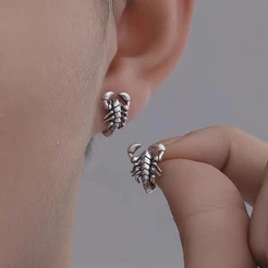 S925 prata agulha escorpião brincos personalidade na moda High-End novo estilo brincos unissex