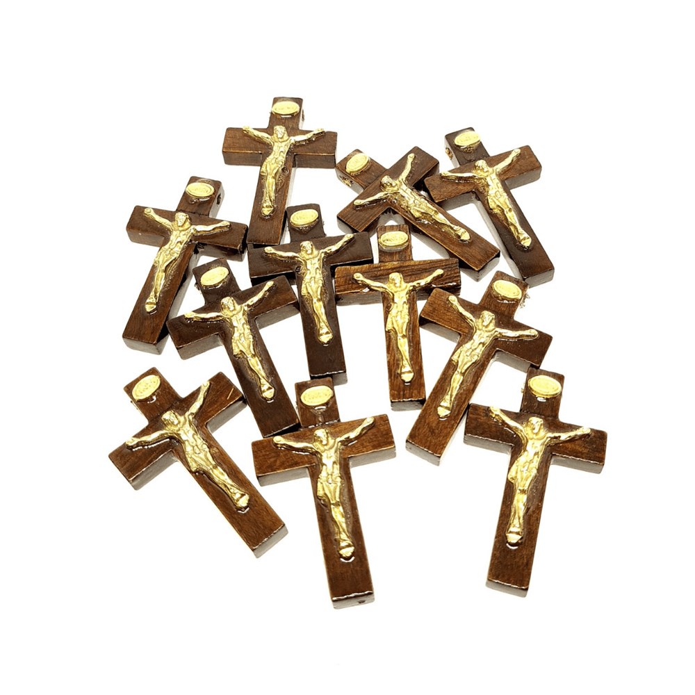 Crucifixos em Madeira 5,4 cm - 10 unidades em Oferta na Shopee