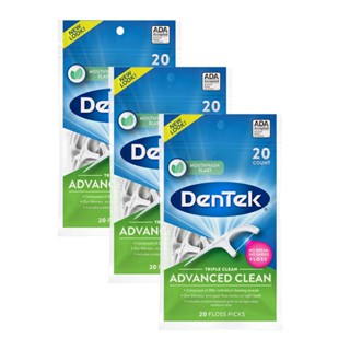 Kit 3 Fios Dental Dentek Floss Picks Triple Clean Advanced 20un cada
