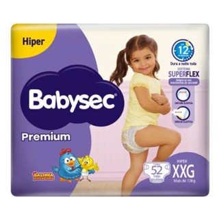 Fralda Infantil Babysec Premium Hiper XXG com 52 Unidades