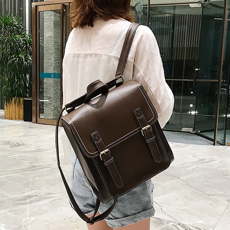 Nova Tendência de Moda pu Mochila Casual Retro Mochila de Couro Mochila Fixa …