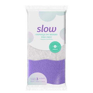 Kit de Esponjas de Banho Duo Face Esfoliante Slow 3 Unidades