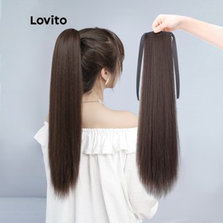 Lovito Casual Plain Extension Rabo De Cavalo Liso Perucas Femininas L41FA004 (Castanho Preto/Castanho Escuro/Castanho Claro)
