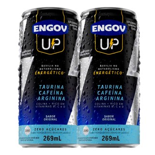 Kit 2 Energético Engov Up Taurina, Cafeína e Arginina Sabor Original Zero Açúcares 269ml