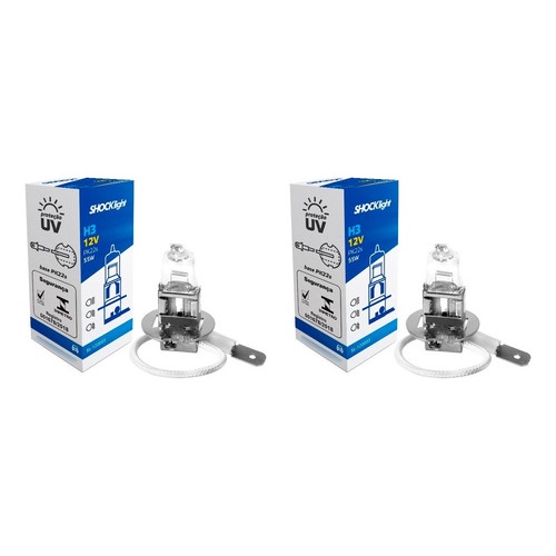 KIT 2 LÂMPADAS HALOGENA STANDART H3 12V 55W SHOCKLIGHT em Oferta na Shopee
