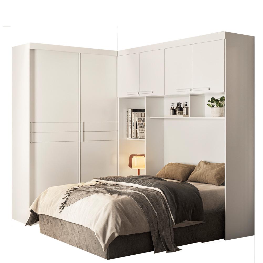 Guarda Roupas Modulado com Cabeceira de Casal Florença 6 Portas 5 Gavetas Branco Moval  em Oferta na Shopee