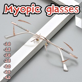 - 0 Para-400 Novos Óculos De Miopia Sem Borda Mulheres Mais Populares , Lentes Ópticas Super Brilhantes , Corte , Prescrição , Óptica ,