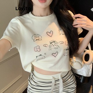 Lovito Camiseta Básica Casual Com Estampa Animal Para Mulheres LNE33132 (Off White)