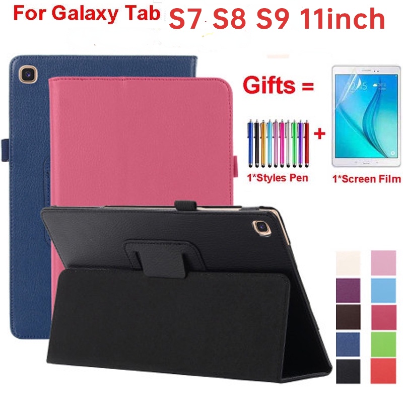 Para Samsung Galaxy Tab A8 10,5 S7 T870 S8 S9 Estojo De 11 Polegadas A9 8,7 " Filé Leve Tampa De Couro Com Caneta + Filme