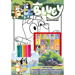 Bluey Colorindo com Adesivos