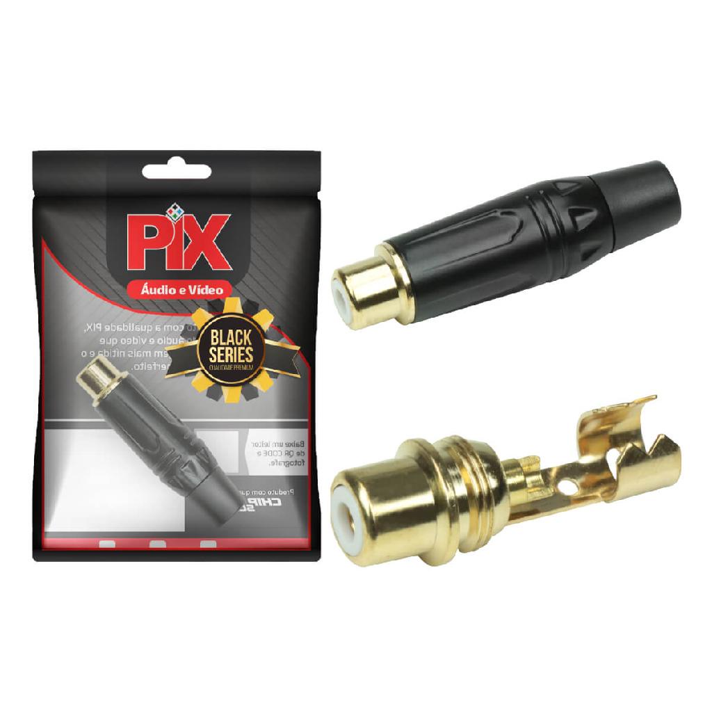 Conector Plug Rca 4mm Profissional top de linha preto