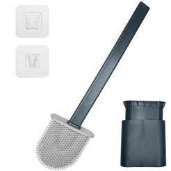 Escova Sanitária Em Silicone Para Limpar Vaso Privada Com Suporte Ideal Para Banheiro
