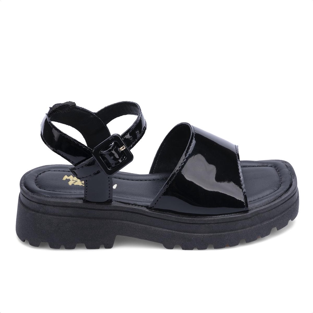 Sandália Papete Tratorada Infantil Menina Fashion Verniz Brilhante