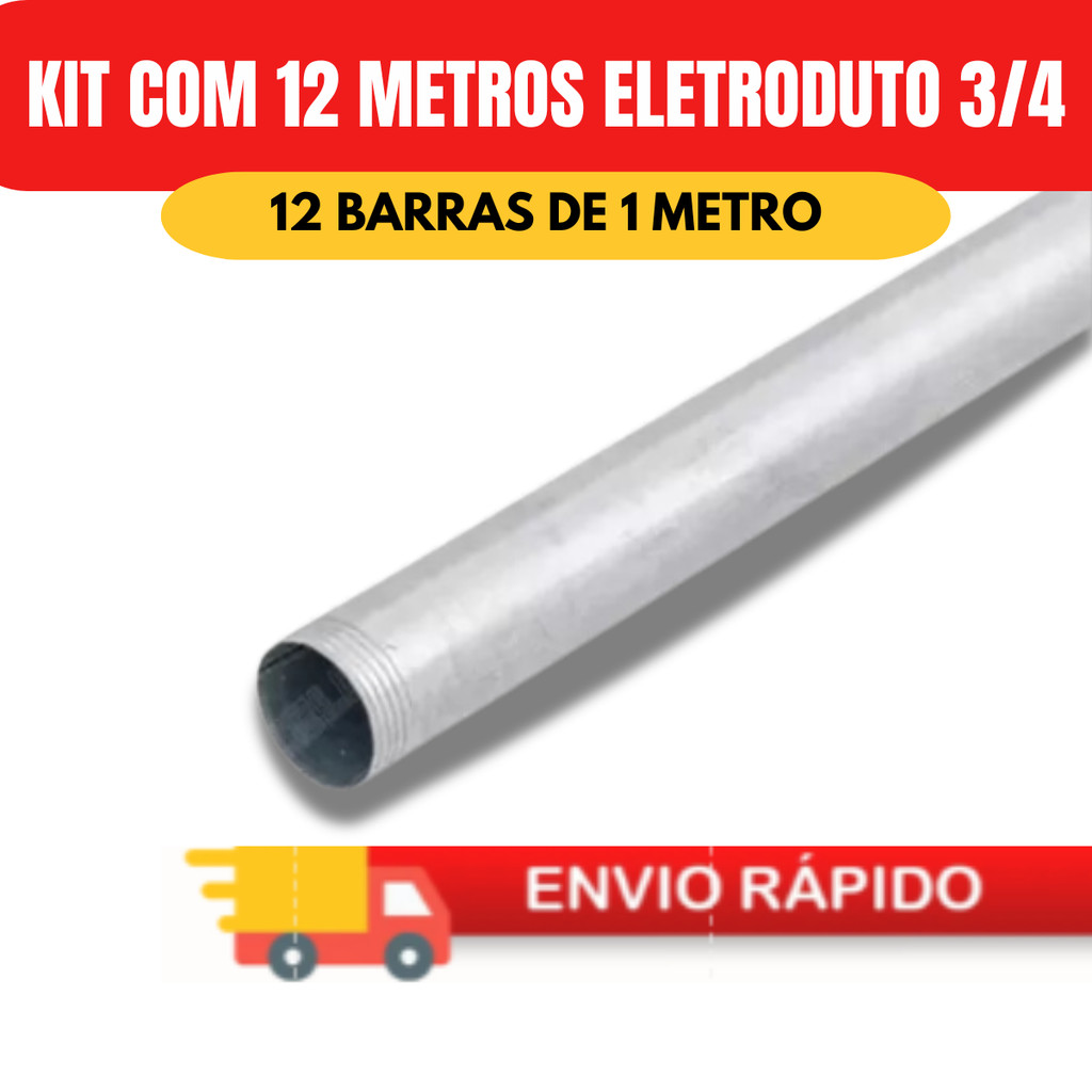 12  BARRA ELETRODUTO GALVANIZADO 3/4 POLEGADA ELETRODUTO ZINCADO 25MM -BARRAS DE 1 METRO em Oferta na Shopee