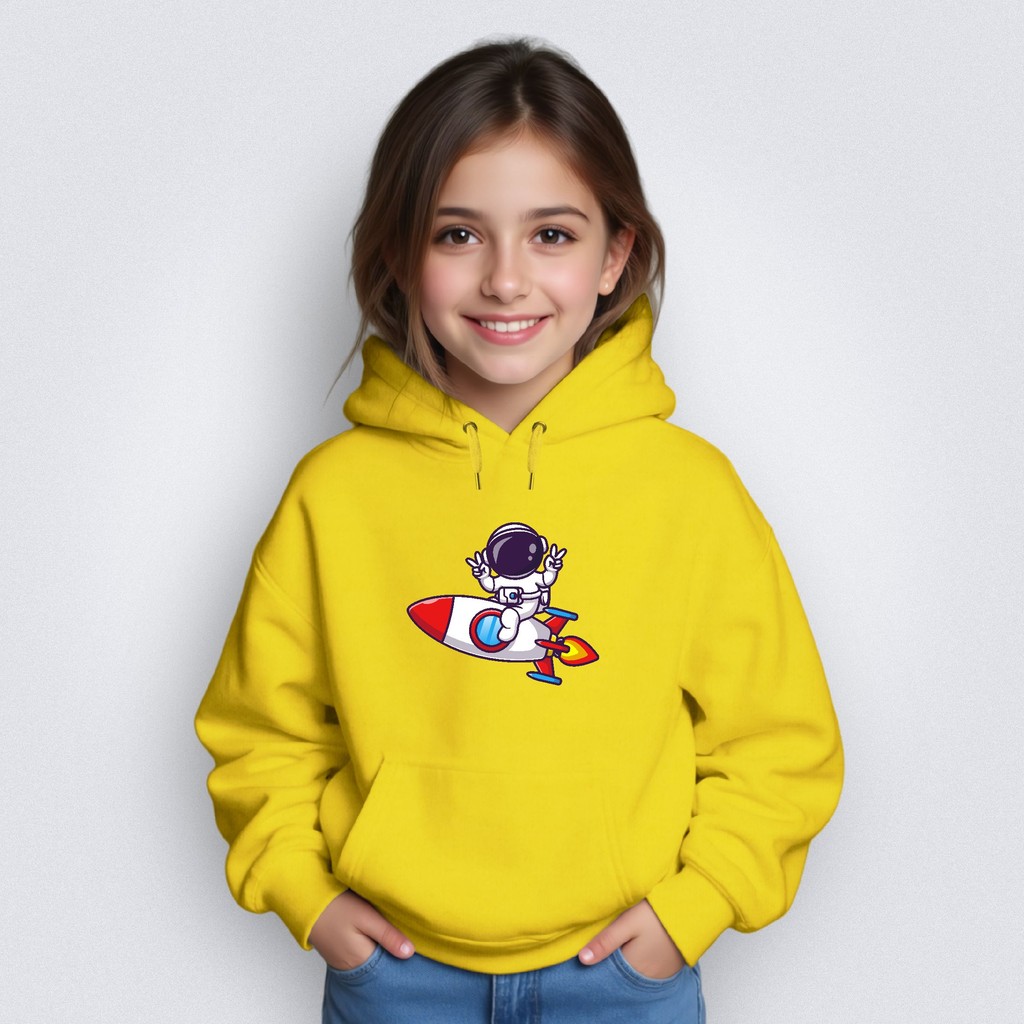 Blusa Moletom Flanelado Infantil Canguru Astronauta Foguete Rocket Gola Careca Tv Diversão