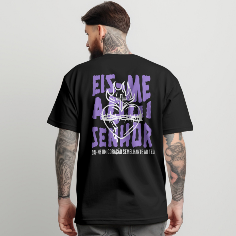 camisa Camiseta Jesus Oversized Streetwear Masculina Feminina camisa 100% Algodão Eis-me aqui Senhor