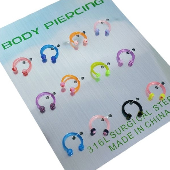 piercing ferradura silicone colorido kit cartela septo  flexível Helix  ideal para fazer exames médicos brinco em Oferta na Shopee