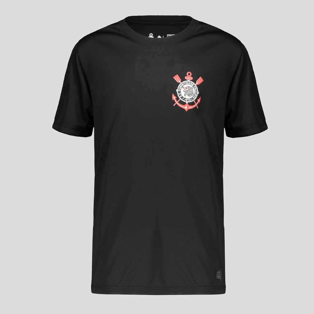 Camisa Corinthians Logo Infantil Preta