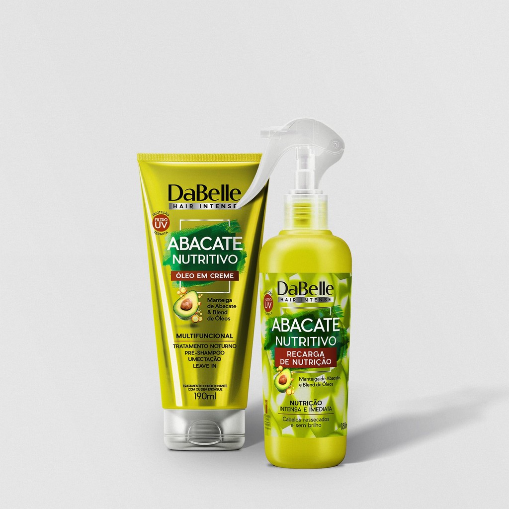 Kit DaBelle Hair Abacate Nutritivo Óleo em Creme 190ml + Recarga de Nutrição 180ml (2 produtos) - Beauty