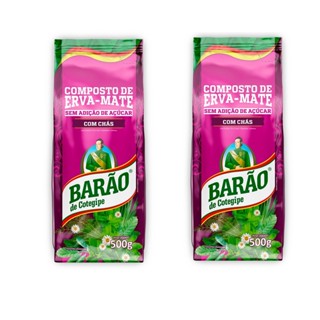 Kit 02 pacotes Composto  Erva Mate BARÃO Com Chás 500G cada em Oferta na Shopee