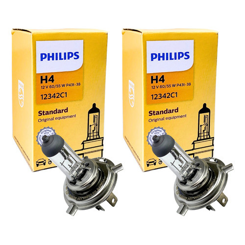 Par Lâmpadas Farol Baixo E Alto H4 Philips Halogena 12v em Oferta na Shopee